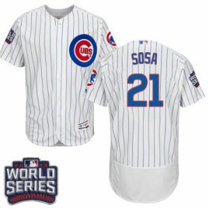 Men\'s Majestic Chicago Cubs #21 Sammy Sosa White 2016 World Series Bound Flexbase Authentic Collection MLB Jersey