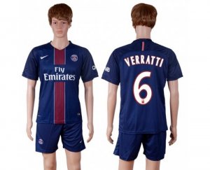 Paris Saint-Germain #6 Verratti Home Soccer Club Jersey