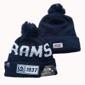 Rams Team Logo Navy Pom Knit Hat YD