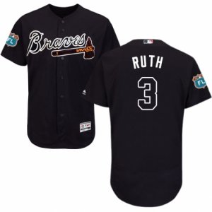 Men\'s Majestic Atlanta Braves #3 Babe Ruth Blue Flexbase Authentic Collection MLB Jersey