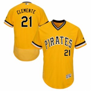 Men\'s Majestic Pittsburgh Pirates #21 Roberto Clemente Gold Flexbase Authentic Collection MLB Jersey