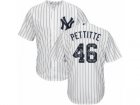 Mens Majestic New York Yankees #46 Andy Pettitte Authentic White Team Logo Fashion MLB Jersey