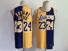 Lakers #23 & 24 Bryant & James Yellow Purple Split Swingman Jersey