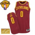 Men's Adidas Cleveland Cavaliers #0 Kevin Love Authentic Wine Red Road Autographed 2016 The Finals Patch NBA Jersey