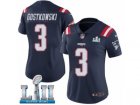 Women Nike New England Patriots #3 Stephen Gostkowski Limited Navy Blue Rush Vapor Untouchable Super Bowl LII NFL Jersey