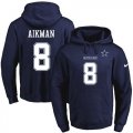 Nike Dallas Cowboys #8 Troy Aikman Navy Blue Name & Number Pullover NFL Hoodie