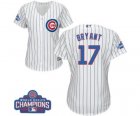 Womens Majestic Chicago Cubs #17 Kris Bryant Authentic White Home 2016 World Series Champions Cool Base MLB Jersey