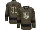 Mens Reebok Los Angeles Kings #31 Peter Budaj Authentic Green Salute to Service NHL Jersey