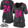 Nike Seattle Seahawks #24 Marshawn Lynch Dark Grey Super Bowl XLVIII Women Breast Cancer Awareness NFL Elite Jersey