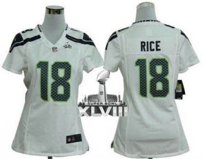 Nike Seattle Seahawks #18 Sidney Rice White Super Bowl XLVIII Women NFL Elite Jersey