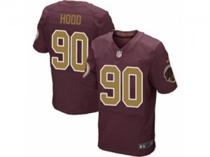 Mens Nike Washington Redskins #90 Ziggy Hood Elite Burgundy Red Gold Number Alternate 80TH Anniversary NFL Jersey