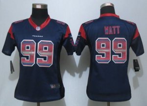 Women New Nike Houston Texans #99 Watt Navy Blue Strobe Jerseys