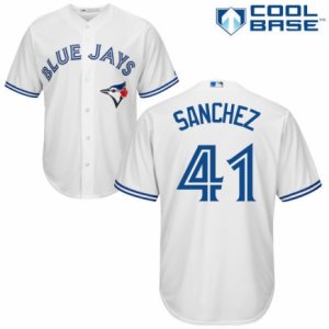 Mens Majestic Toronto Blue Jays #41 Aaron Sanchez Replica White Home MLB Jersey