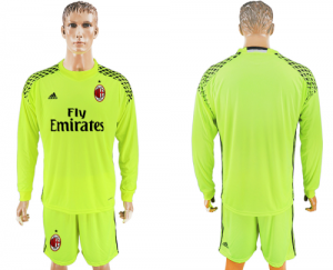 2017-18 AC Milan Fluorescent Green Goalkeeper Long Sleeve Soccer Jersey