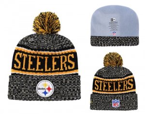 Steelers Fresh Logo Black Pom Knit Hat YD