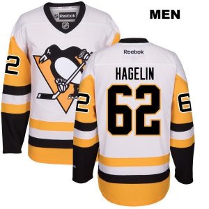 Mens Pittsburgh Penguins #62 Carl Hagelin Reebok White Away Premier Player Jersey