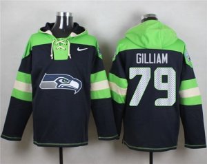Nike Seattle Seahawks #79 Garry Gilliam Steel Blue Player Pullover Hoodie