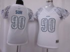 women nfl detroit lions #90 ndamukong suh field flirt fashion white[zebra]