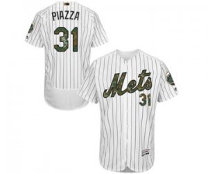 Men\'s Majestic New York Mets #31 Mike Piazza Authentic White 2016 Memorial Day Fashion Flex Base MLB Jersey