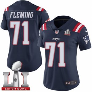 Womens Nike New England Patriots #71 Cameron Fleming Limited Navy Blue Rush Super Bowl LI 51 NFL Jersey