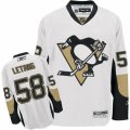 Youth Reebok Pittsburgh Penguins #58 Kris Letang Premier White Away NHL Jersey