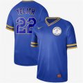 Brewers #22 Christian Yelich Royal Throwback Jersey