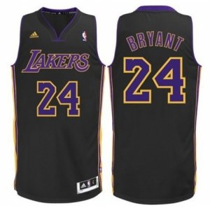 Mens Adidas Los Angeles Lakers #24 Kobe Bryant Authentic Black(Purple NO.) NBA Jersey