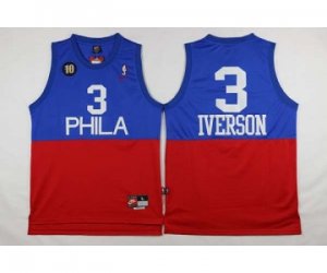 nba jersey philadelphia 76ers #3 iverson blue-red[2016 new 10th]