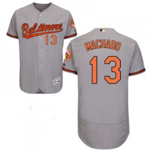 2016 Men Baltimore Orioles #13 Manny Machado Majestic Gray Flexbase Authentic Collection Player Jersey