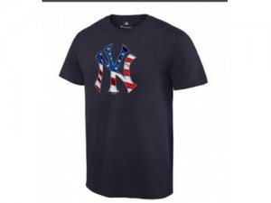 Mens New York Yankees USA Flag Fashion T-Shirt Navy Blue