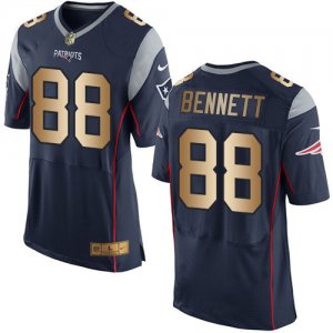 Nike New England Patriots #88 Martellus Bennett Navy Blue Team Color Mens Stitched NFL New Elite Gold Jersey