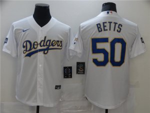 Dodgers #50 Mookie Betts White Nike 2021 Gold Program Cool Base Jersey