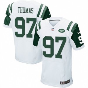 Mens Nike New York Jets #97 Lawrence Thomas Elite White NFL Jersey