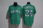 Mariners #24 Ken Griffey Jr. Green Team Logo Print Cool Base Jersey