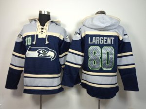 Nike Seattle Seahawks #80 Steve Largent blue-Grey jerseys[pullover hooded sweatshirt]