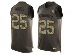 Mens Nike Dallas Cowboys #25 Xavier Woods Limited Green Salute to Service Tank Top NFL Jersey