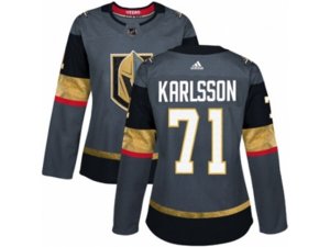 Women Adidas Vegas Golden Knights #71 William Karlsson Authentic Gray Home NHL Jersey