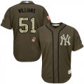 Men's Majestic New York Yankees #51 Bernie Williams Replica Green Salute to Service MLB Jersey