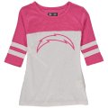 Los Angeles Chargers 5th & Ocean By New Era Girls Youth Jersey 34 Sleeve T-Shirt White Pink