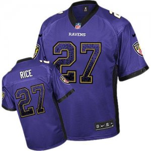 Nike Baltimore ravens #27 Ray Rice Purple Jersey(Elite Drift Fashion)