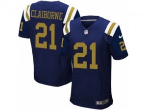 Mens Nike New York Jets #21 Morris Claiborne Elite Navy Blue Alternate NFL Jersey