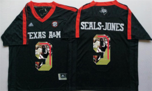 Texas A&M Aggies 9 Ricky Seals Jones Black Portrait Number College Jersey