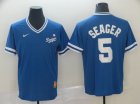 Dodgers #5 Corey Seager Royal Throwback Jersey