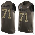 Mens Nike New England Patriots #71 Cameron Fleming Limited Green Salute to Service Tank Top NFL Jersey