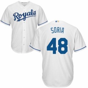 Men\'s Majestic Kansas City Royals #48 Joakim Soria Replica White Home Cool Base MLB Jersey