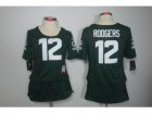 Nike Womens Green Bay Packers #12 Rodgers green Jerseys(breast Cancer Awareness)