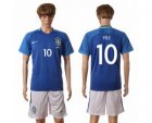 Brazil #10 Pele Away Soccer Country Jersey