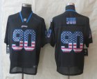 Nike Detroit Lions #90 Suh Black Jerseys(Elite USA Flag Fashion)