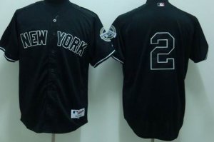 mlb new york yankees #2 jeter black(2009 logo)