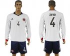 Colombia #4 Zapata Away Long Sleeves Soccer Country Jersey